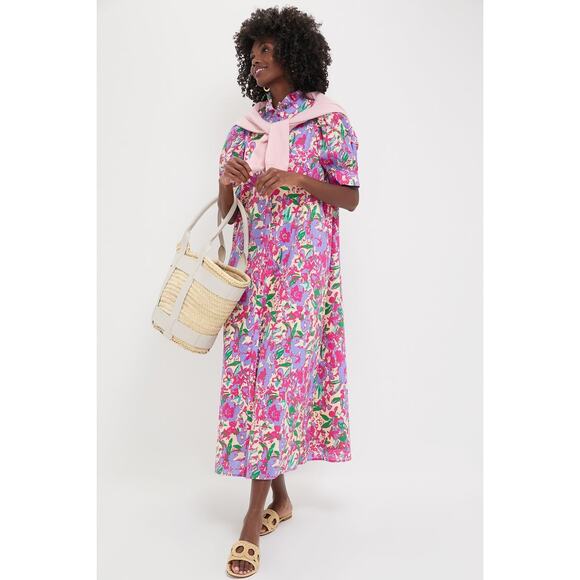 HYACINTH HOUSE Magenta Multi Floral Ruffle Collar Louisa Maxi Dress Size M NWT - Picture 7 of 9